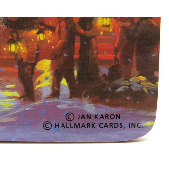 Hallmark Jan Karon Christmas Coaster Set 4 Cork Backed Winter Village Scenes - Picture 5 of 9